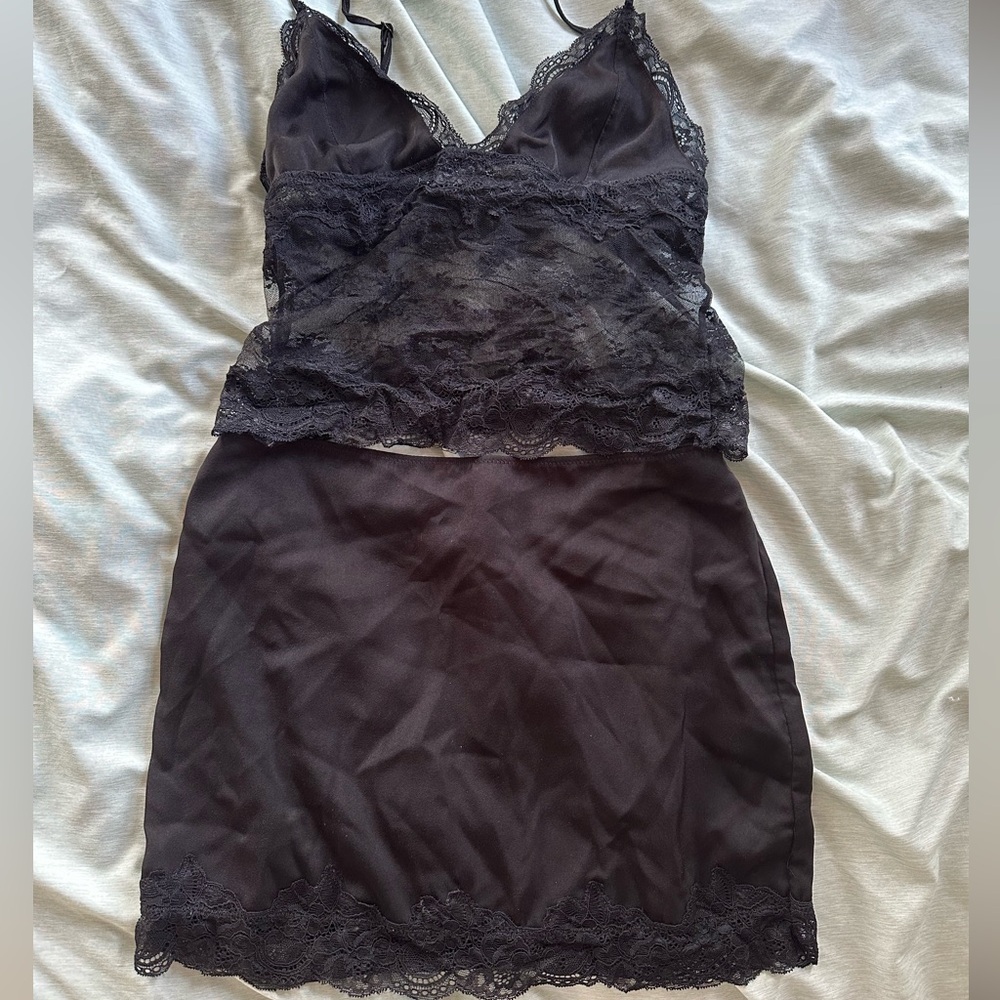 WhiteFoxBotique Black Lace skirt set